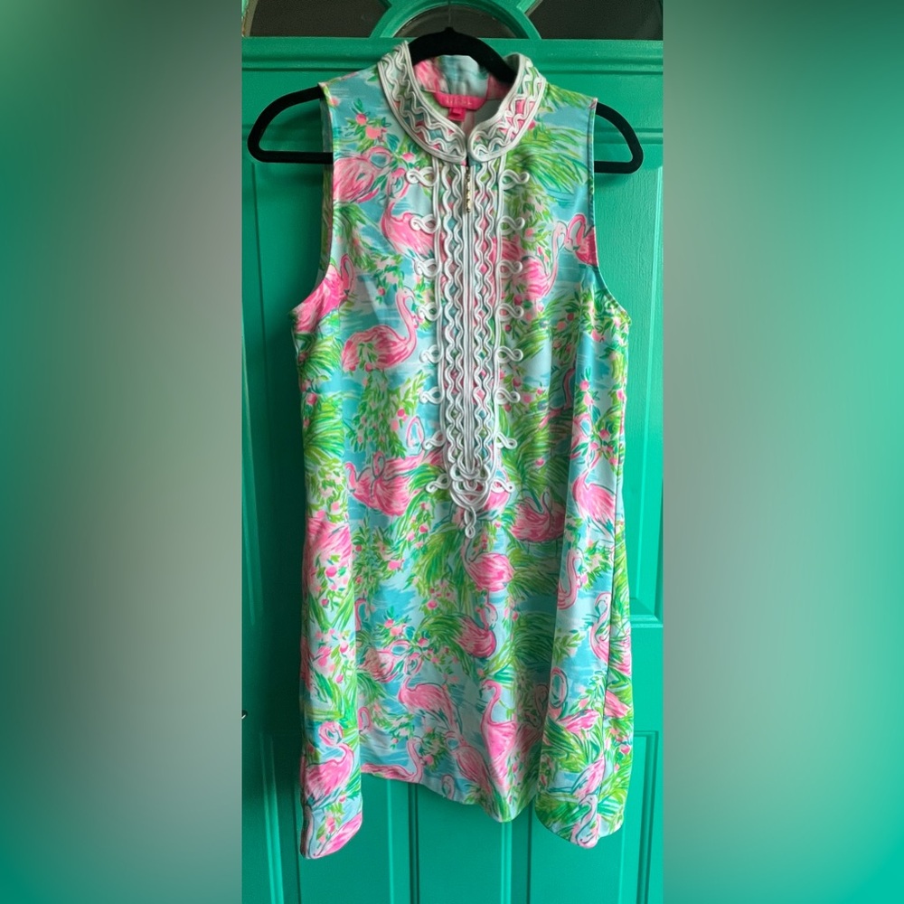 EUC Lilly Pulitzer Jane Shift Dress - Flordita Flamingos - 14